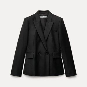 ZARA ZW COLLECTION WOOL BLEND DOUBLE BREASTED BLAZER SMALL